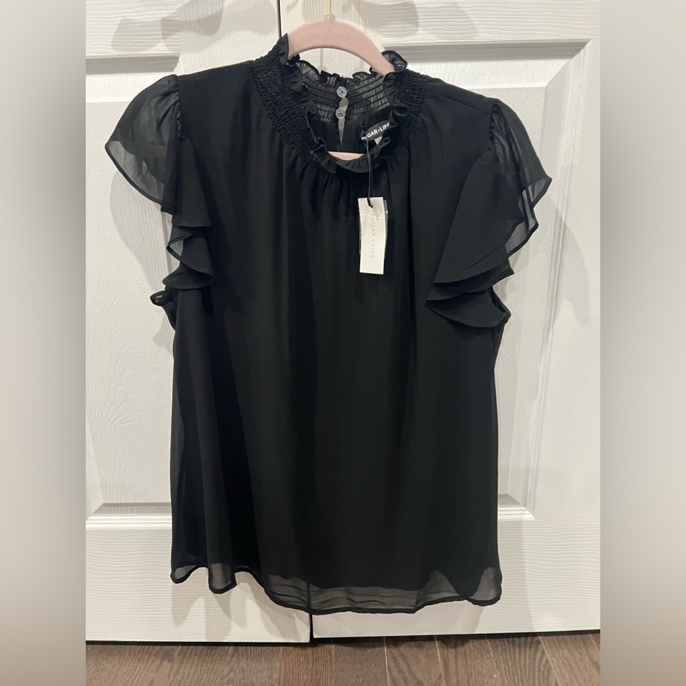 Sugar Black Ruffled Blouse